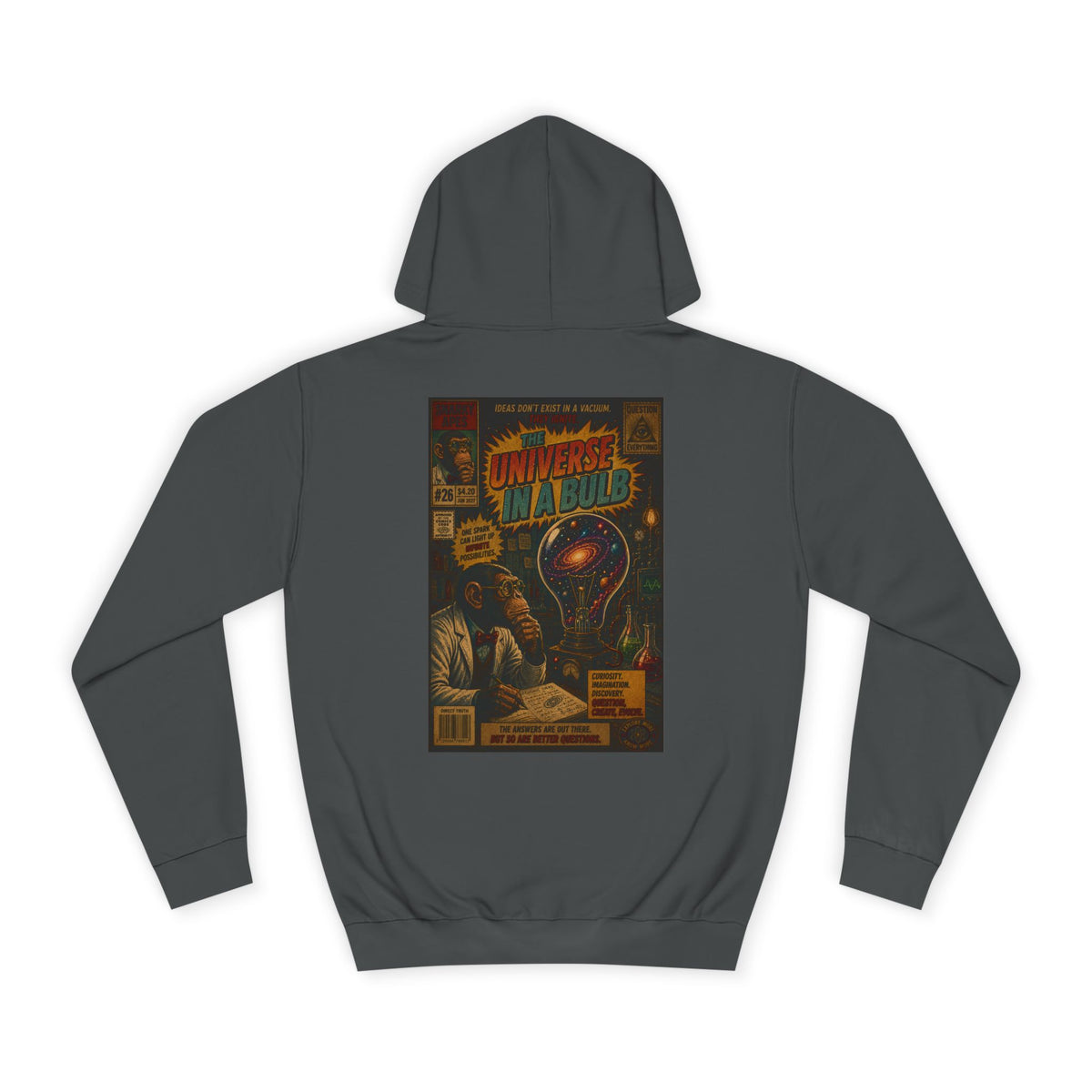 Retro Sci‑Fi 'Universe in a Bulb' Hoodie — Vintage Comic Back Print