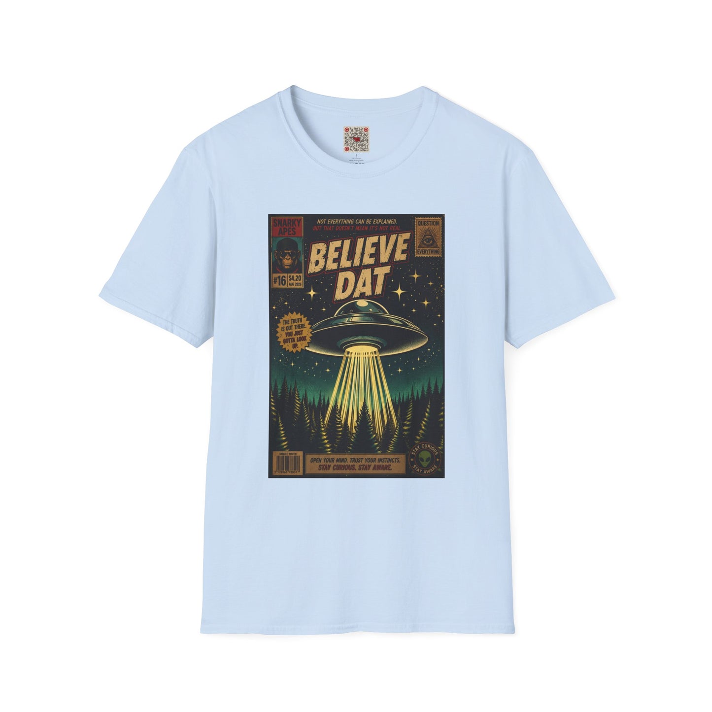 Alien Retro Poster T-Shirt — "Believe Dat" UFO Graphic Tee
