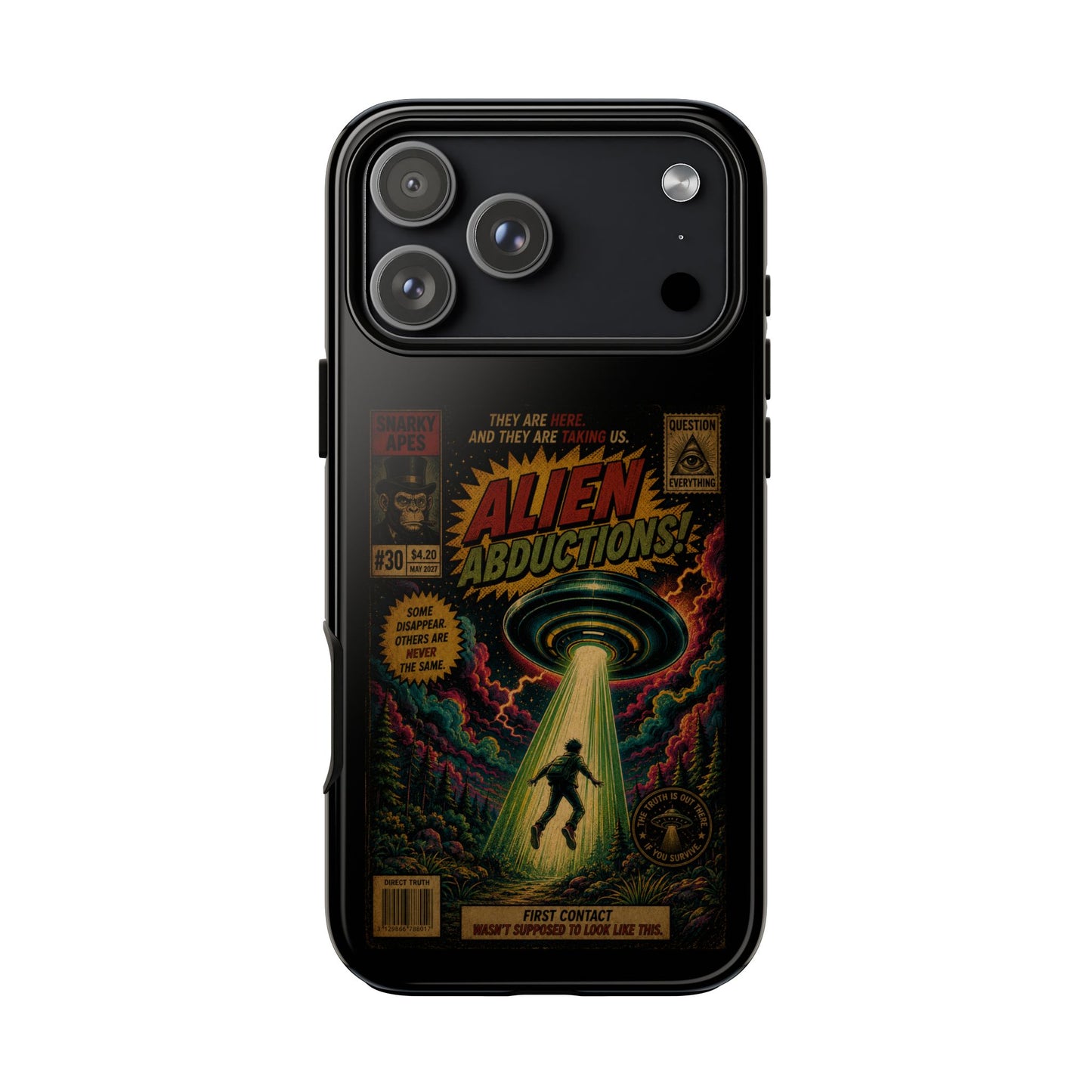 Alien Abductions Phone Case — Retro Sci‑Fi Comic Art iPhone Cover
