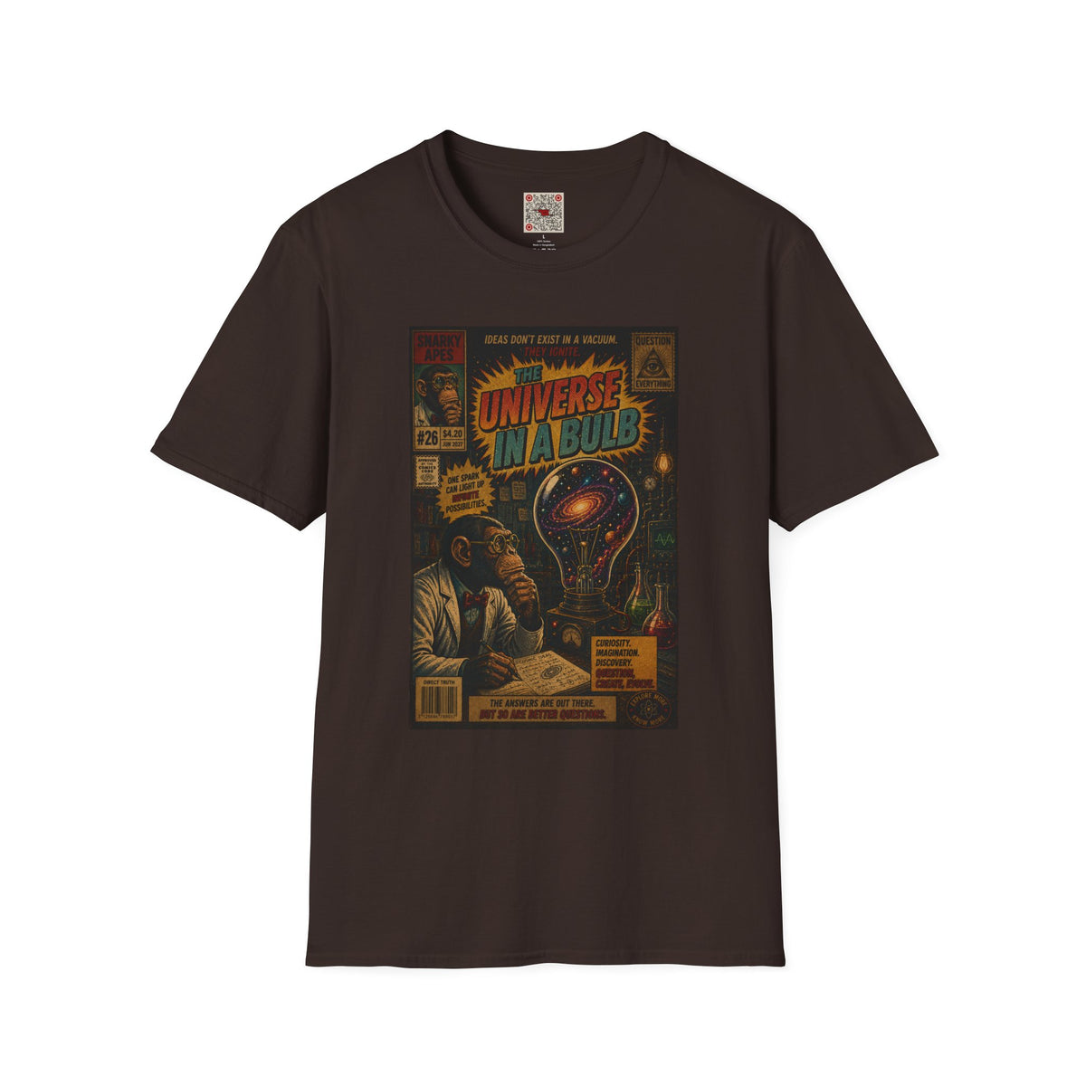 Universe In A Bulb Graphic Tee — Vintage Sci‑Fi Poster Shirt