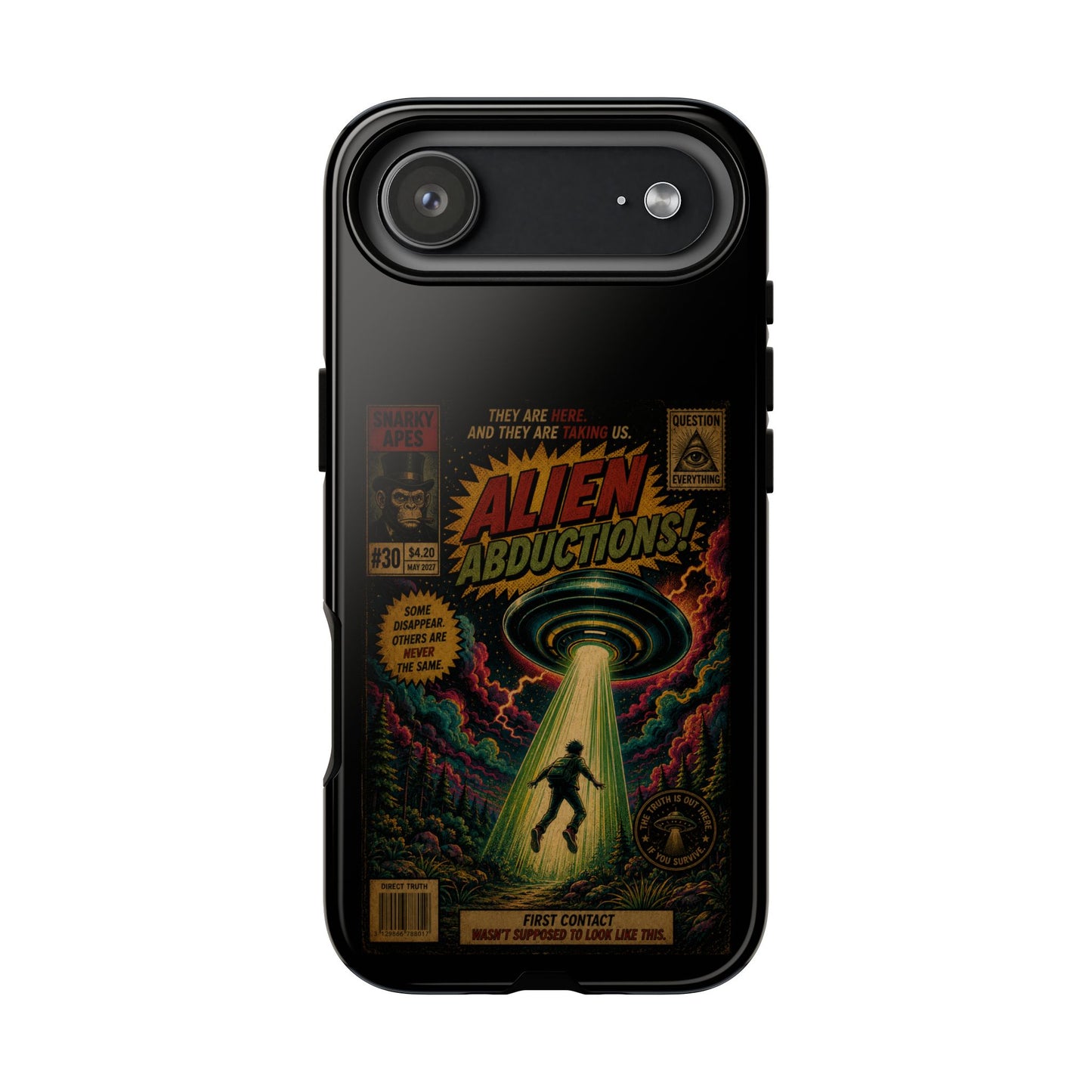 Alien Abductions Phone Case — Retro Sci‑Fi Comic Art iPhone Cover
