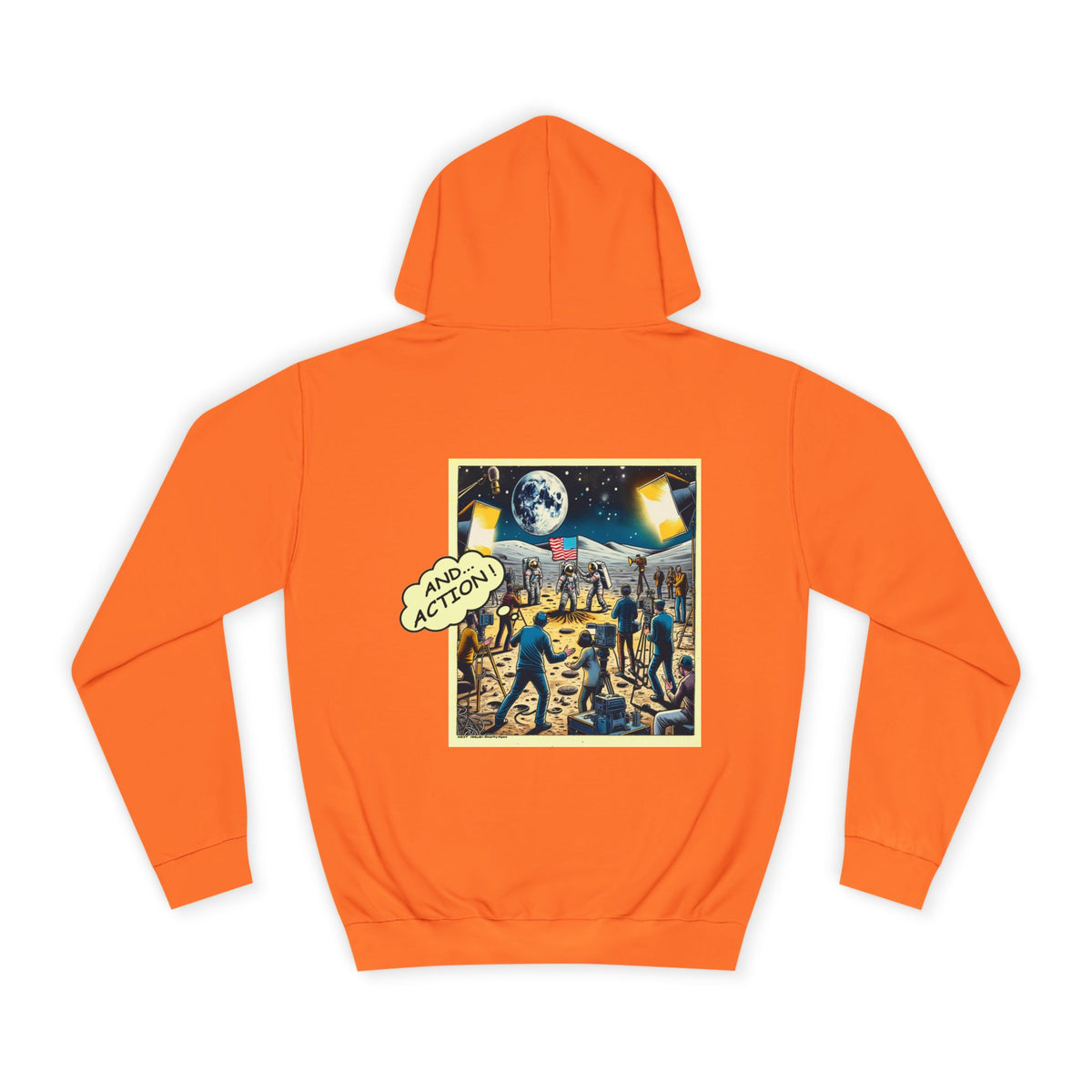 College Hoodie — Retro Sci‑Fi 'And Action' Back Print