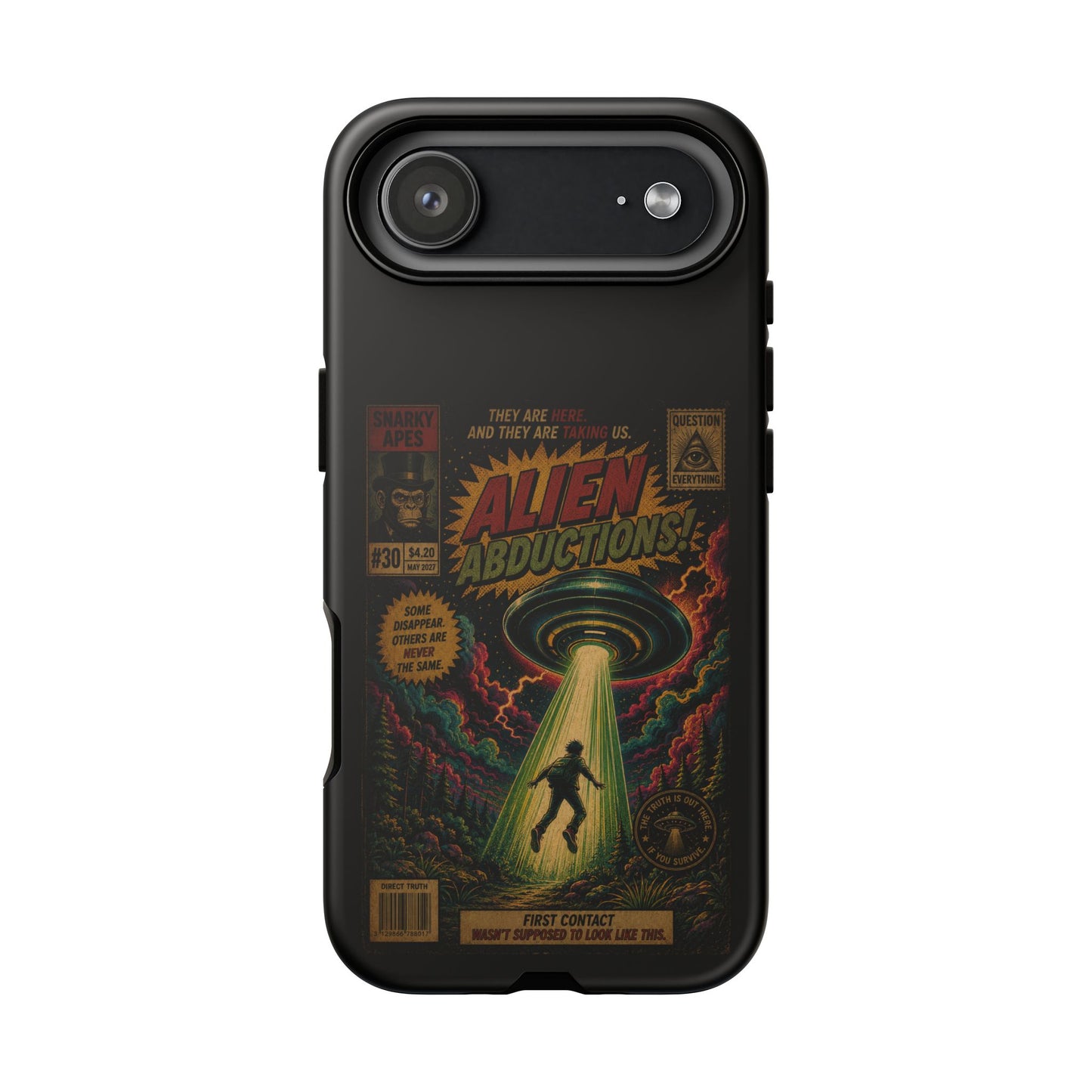 Alien Abductions Phone Case — Retro Sci‑Fi Comic Art iPhone Cover