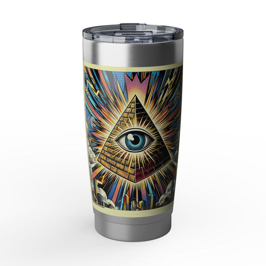 20oz Insulated Tumbler — Vibrant All-Seeing Eye Pyramid Design