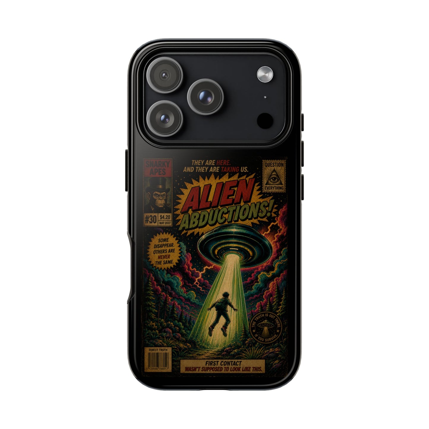 Alien Abductions Phone Case — Retro Sci‑Fi Comic Art iPhone Cover