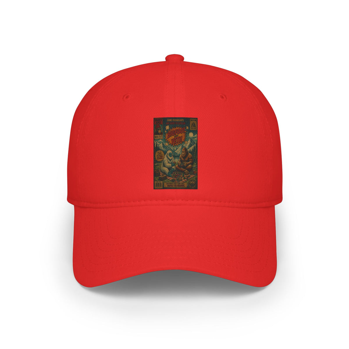 Vintage Floral Skull Baseball Cap — Low Profile Red Hat