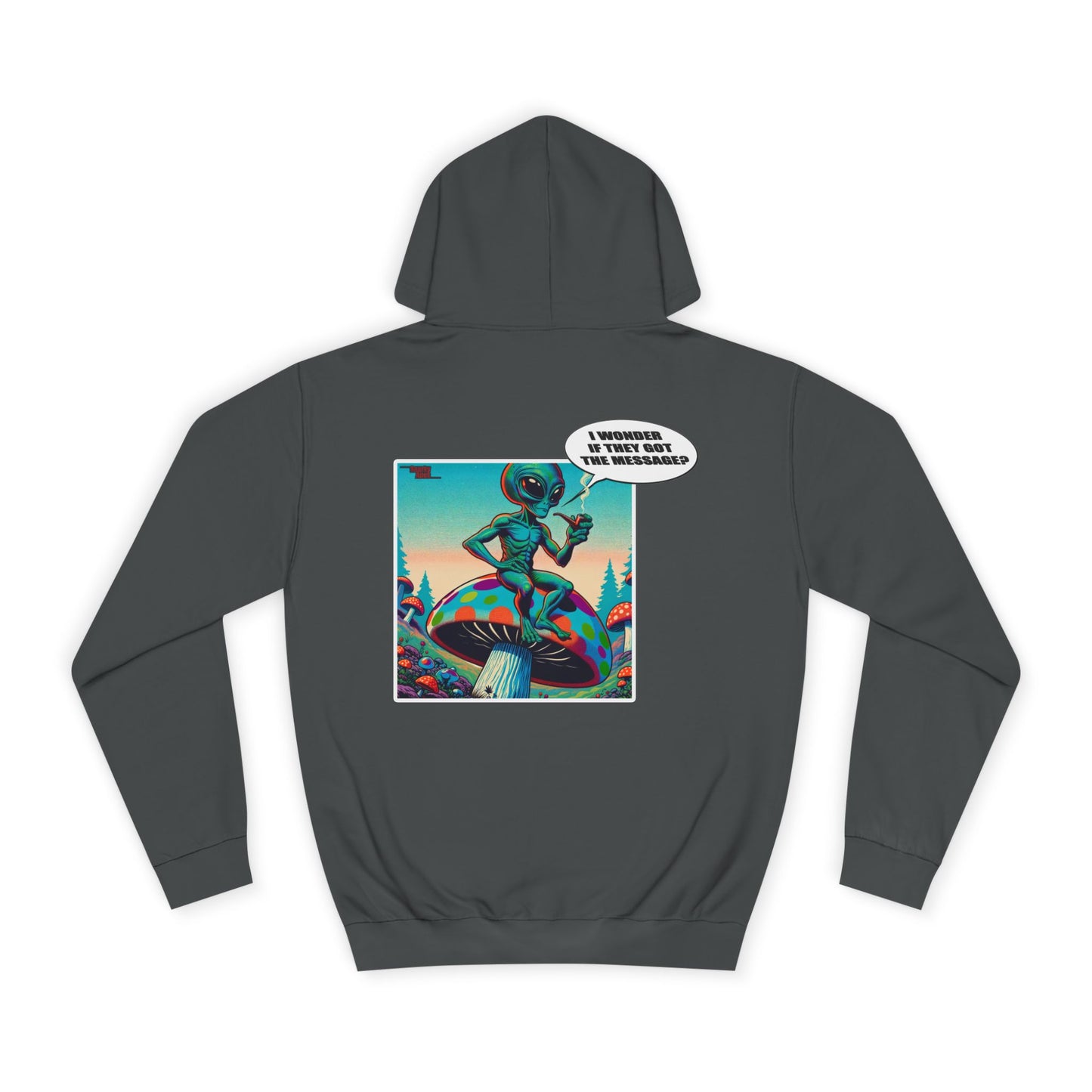 Alien Skateboarder Hoodie — Retro Comic Back Print "I Never Skate With Humans"