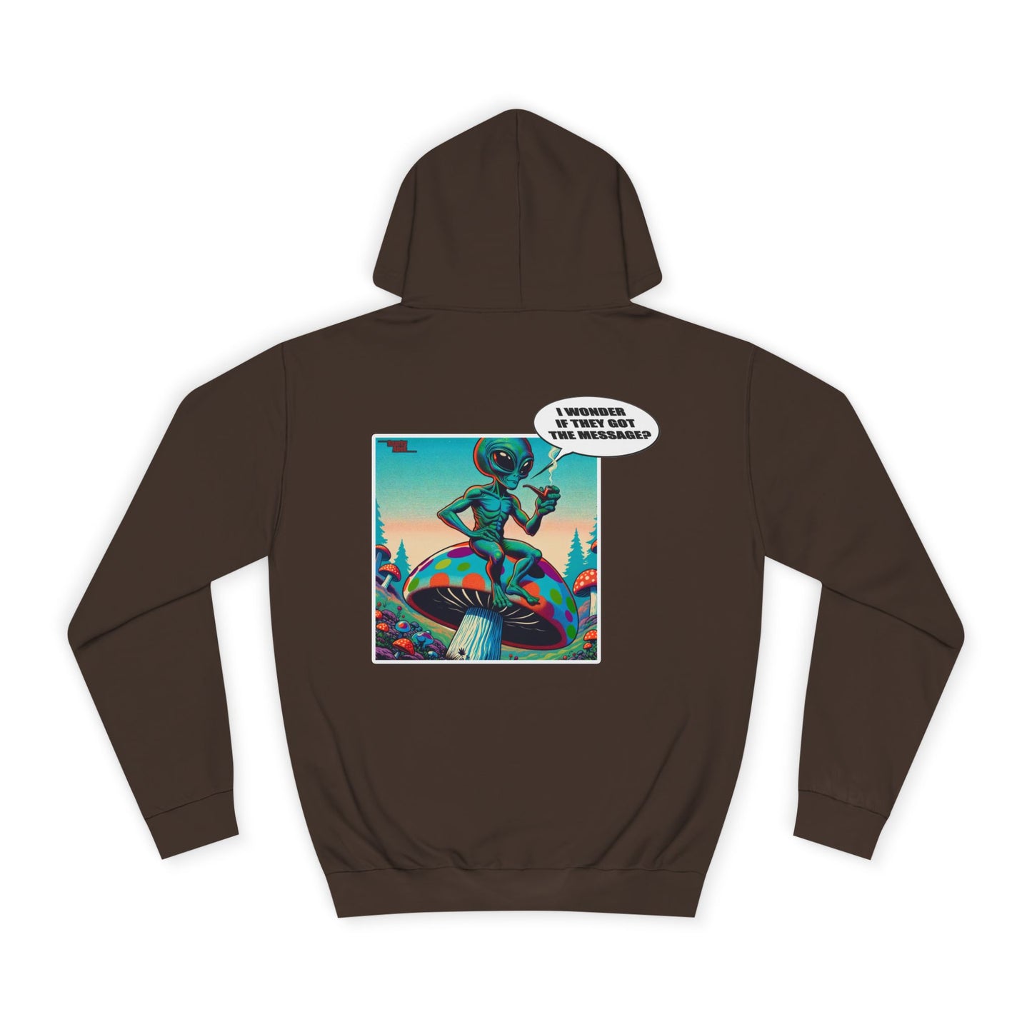Alien Skateboarder Hoodie — Retro Comic Back Print "I Never Skate With Humans"