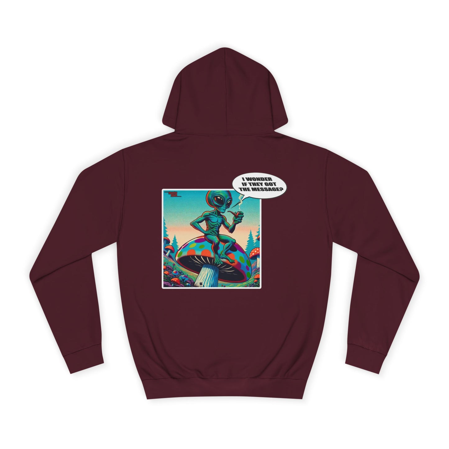 Alien Skateboarder Hoodie — Retro Comic Back Print "I Never Skate With Humans"