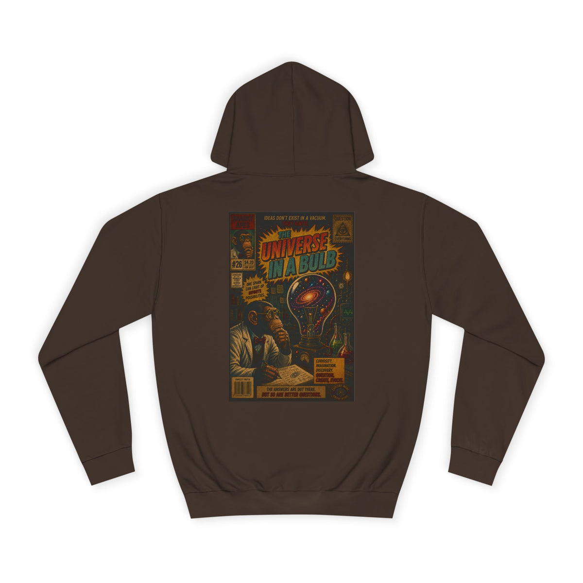Retro Sci‑Fi 'Universe in a Bulb' Hoodie — Vintage Comic Back Print