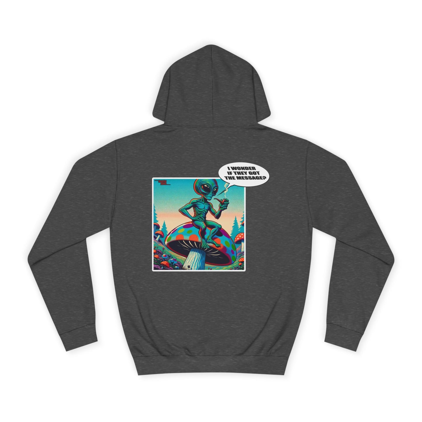 Alien Skateboarder Hoodie — Retro Comic Back Print "I Never Skate With Humans"