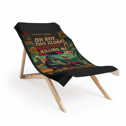 Oh Boy This Global Warming Is Killing Me! Retro Comic Beach Towel