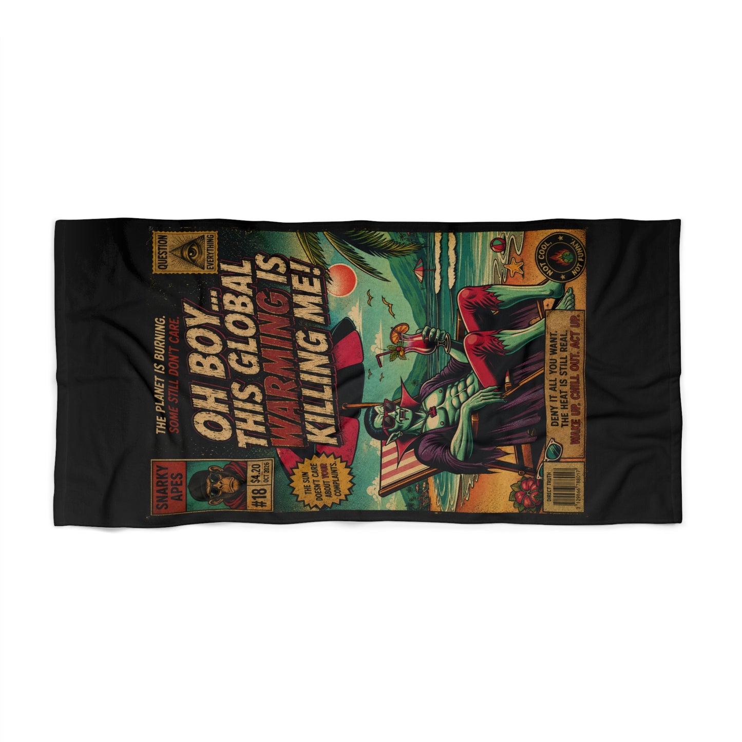 Oh Boy This Global Warming Is Killing Me! Retro Comic Beach Towel