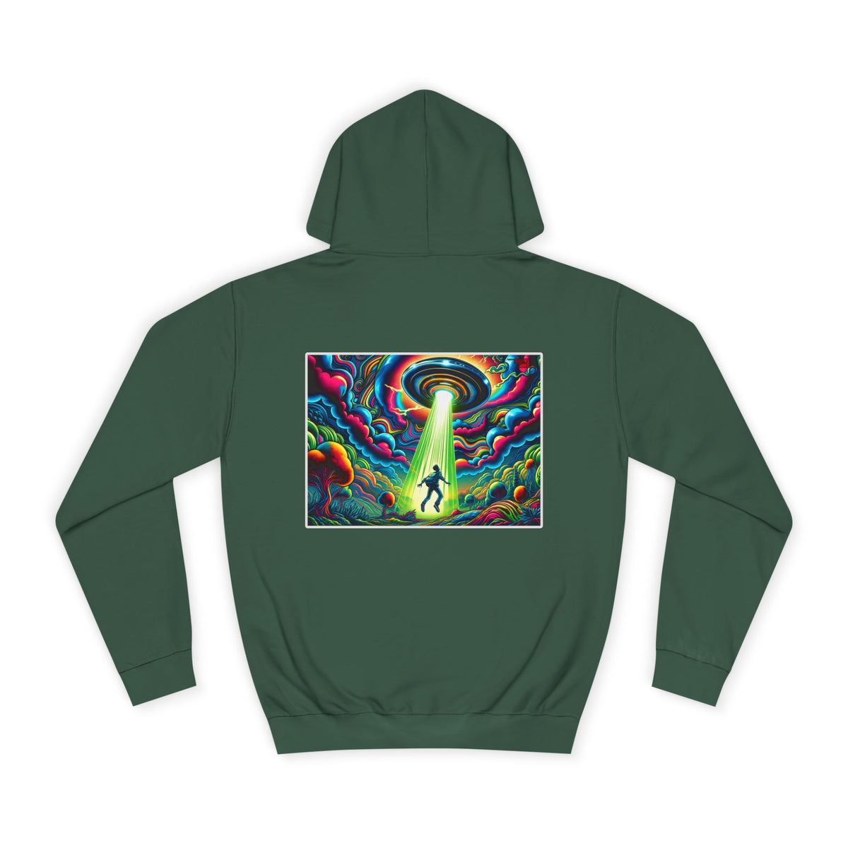 Alien Abduction Hoodie — Psychedelic UFO Art College Pullover