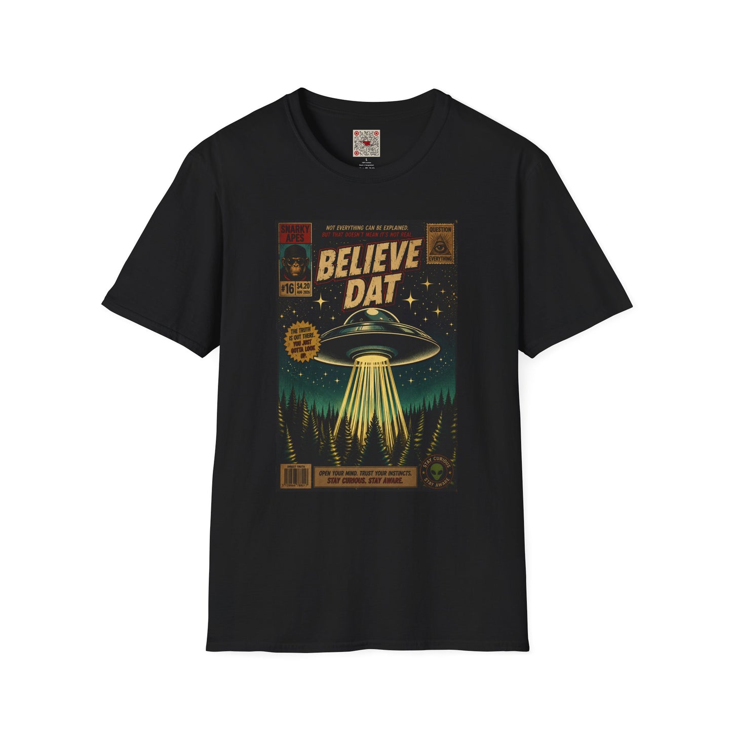 Alien Retro Poster T-Shirt — "Believe Dat" UFO Graphic Tee