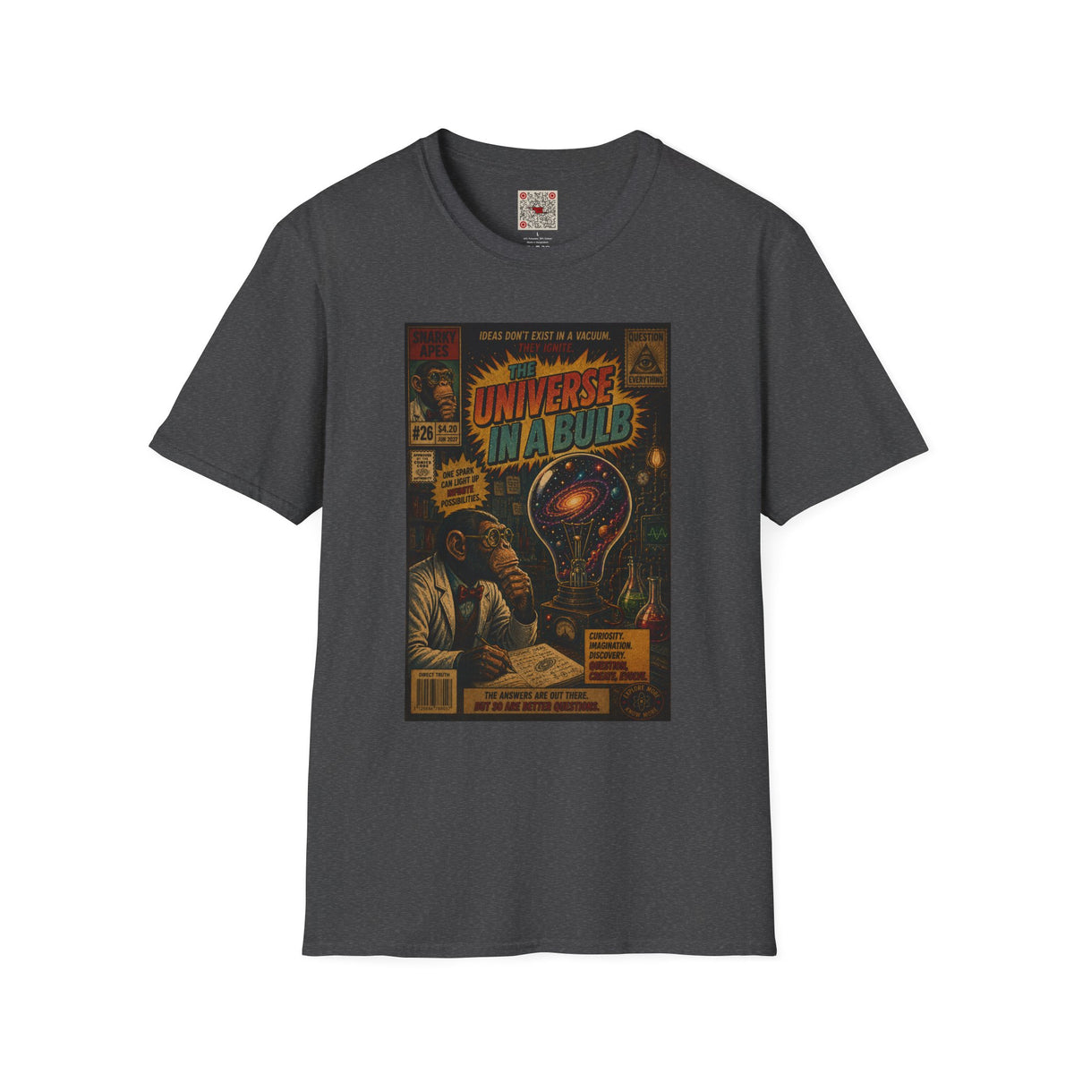 Universe In A Bulb Graphic Tee — Vintage Sci‑Fi Poster Shirt
