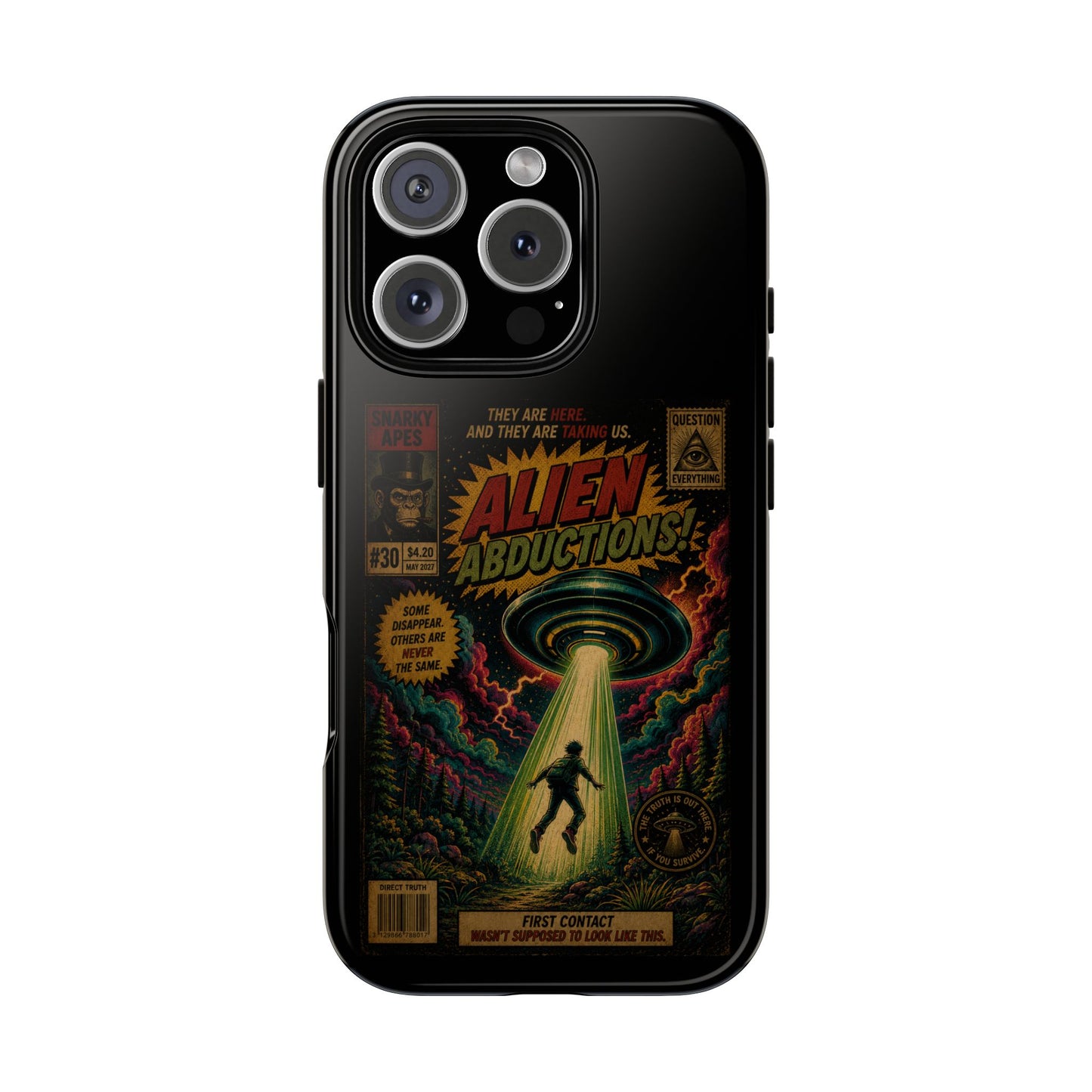 Alien Abductions Phone Case — Retro Sci‑Fi Comic Art iPhone Cover