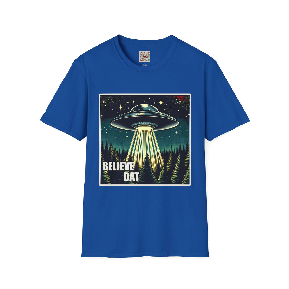 UFO Graphic T-Shirt — "Believe Dat" Retro Alien Abduction Tee