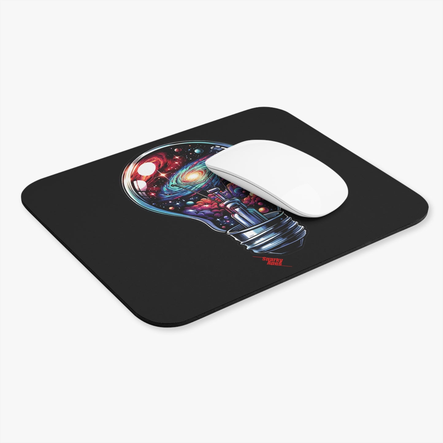 Galaxy Lightbulb Mouse Pad — Cosmic Space Art Desk Mat