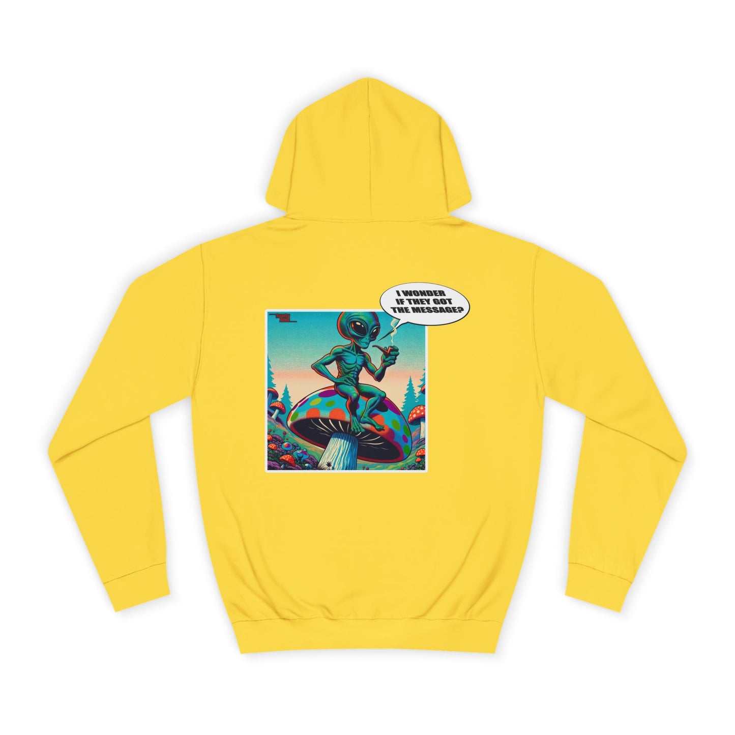 Alien Skateboarder Hoodie — Retro Comic Back Print "I Never Skate With Humans"