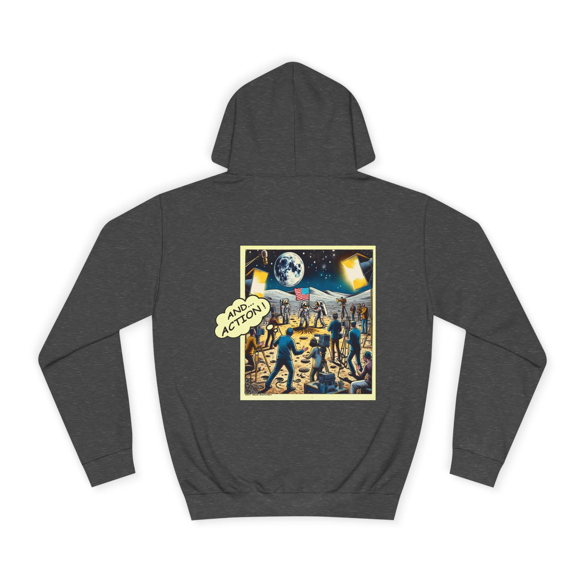 College Hoodie — Retro Sci‑Fi 'And Action' Back Print