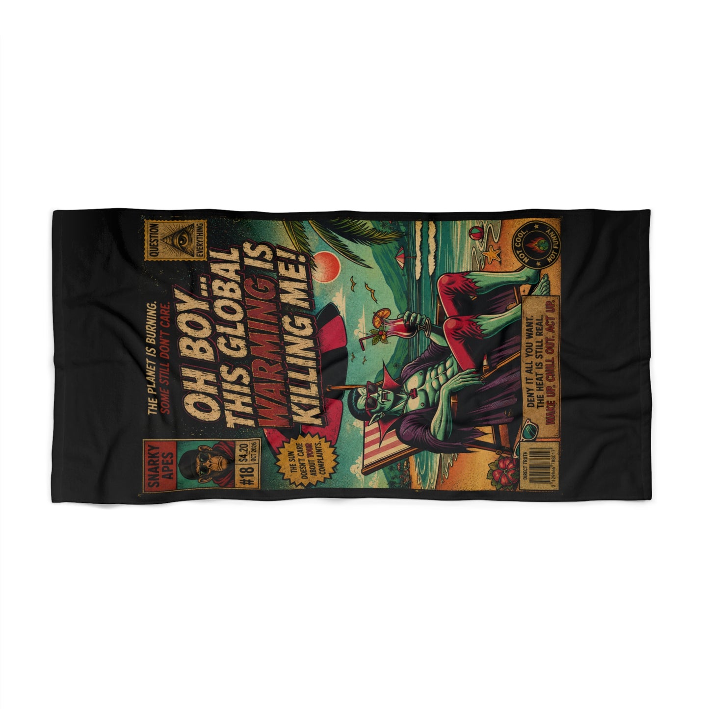 Oh Boy This Global Warming Is Killing Me! Retro Comic Beach Towel