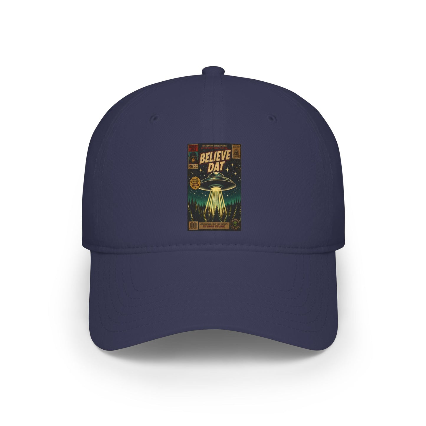 Believe Day Baseball Cap — Retro UFO Poster Low-Profile Hat