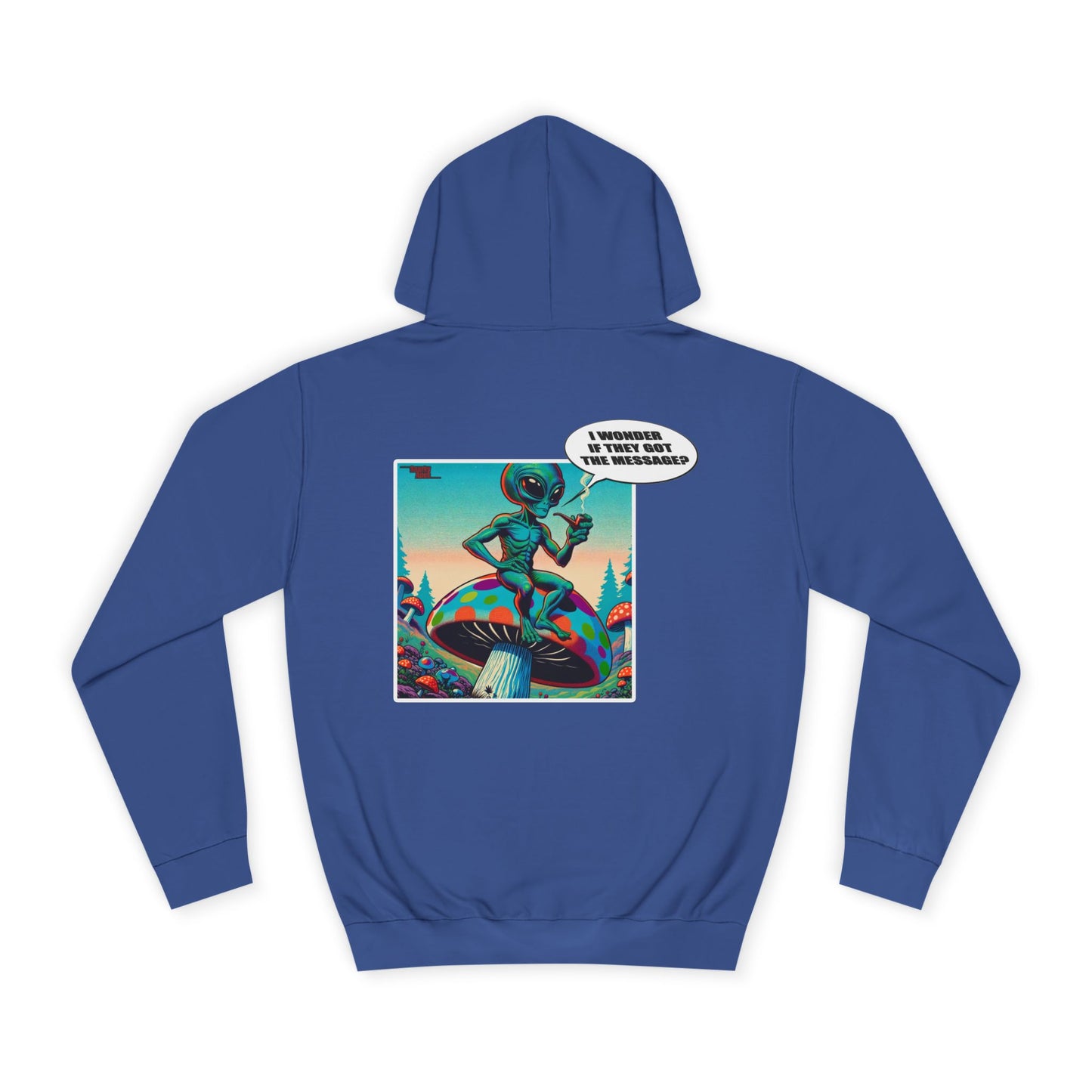 Alien Skateboarder Hoodie — Retro Comic Back Print "I Never Skate With Humans"