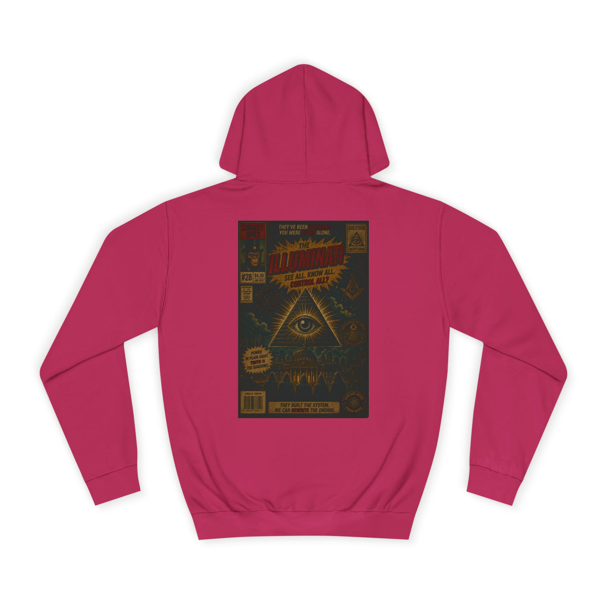 College Hoodie — Vintage Occult Comic Eye Back Print