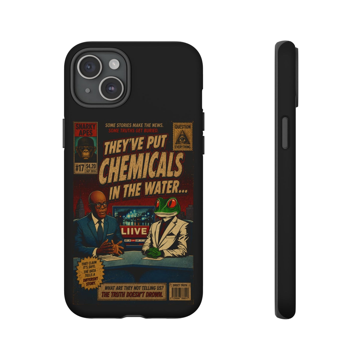 Retro 'They've Put Chemicals in the Water' Phone Case — Vintage Conspiracy Comic Design