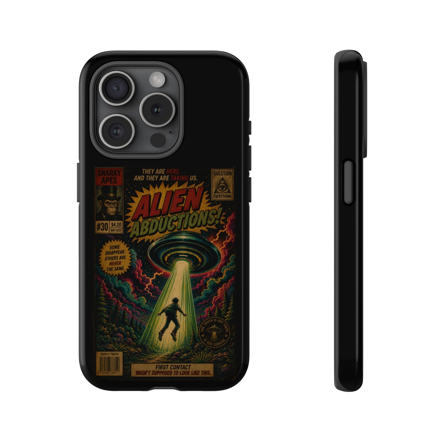 Alien Abductions Phone Case — Retro Sci‑Fi Comic Art iPhone Cover