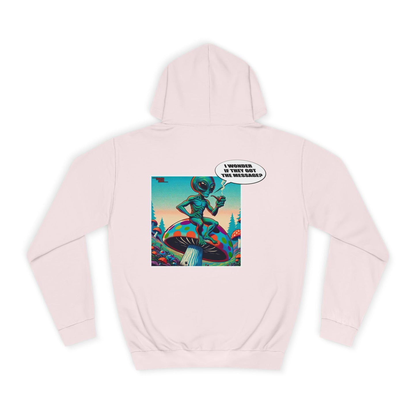 Alien Skateboarder Hoodie — Retro Comic Back Print "I Never Skate With Humans"