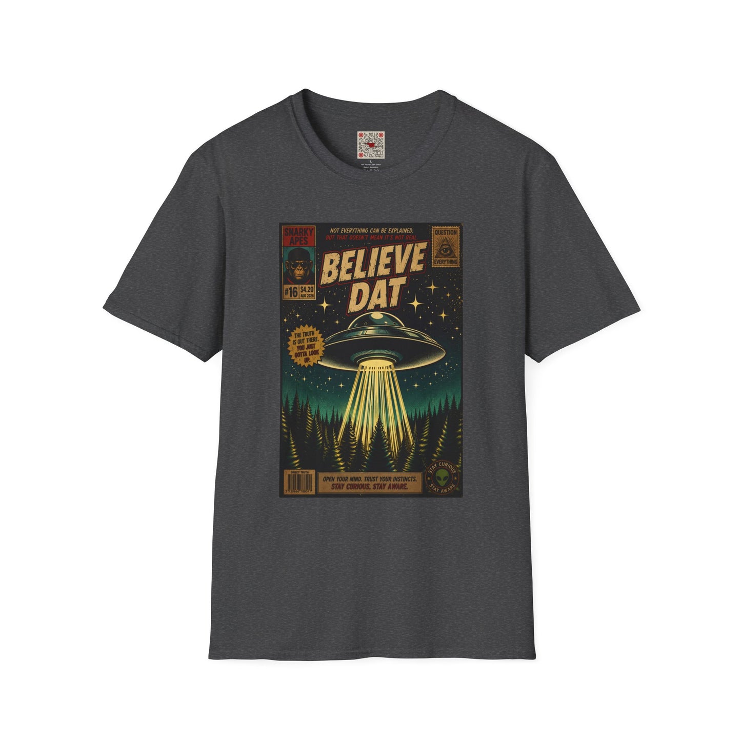 Alien Retro Poster T-Shirt — "Believe Dat" UFO Graphic Tee