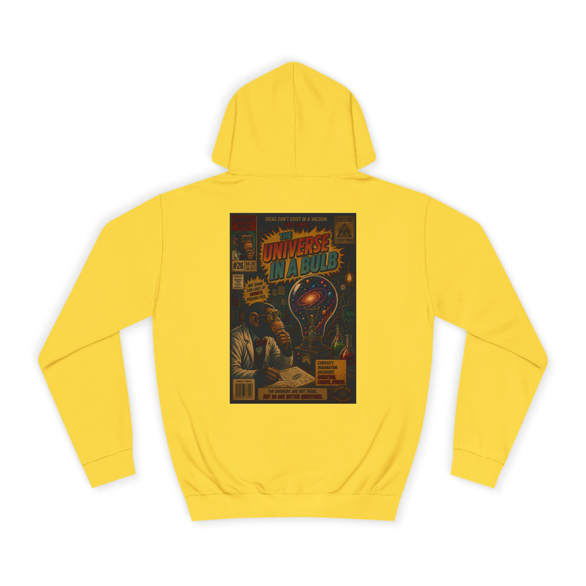 Retro Sci‑Fi 'Universe in a Bulb' Hoodie — Vintage Comic Back Print