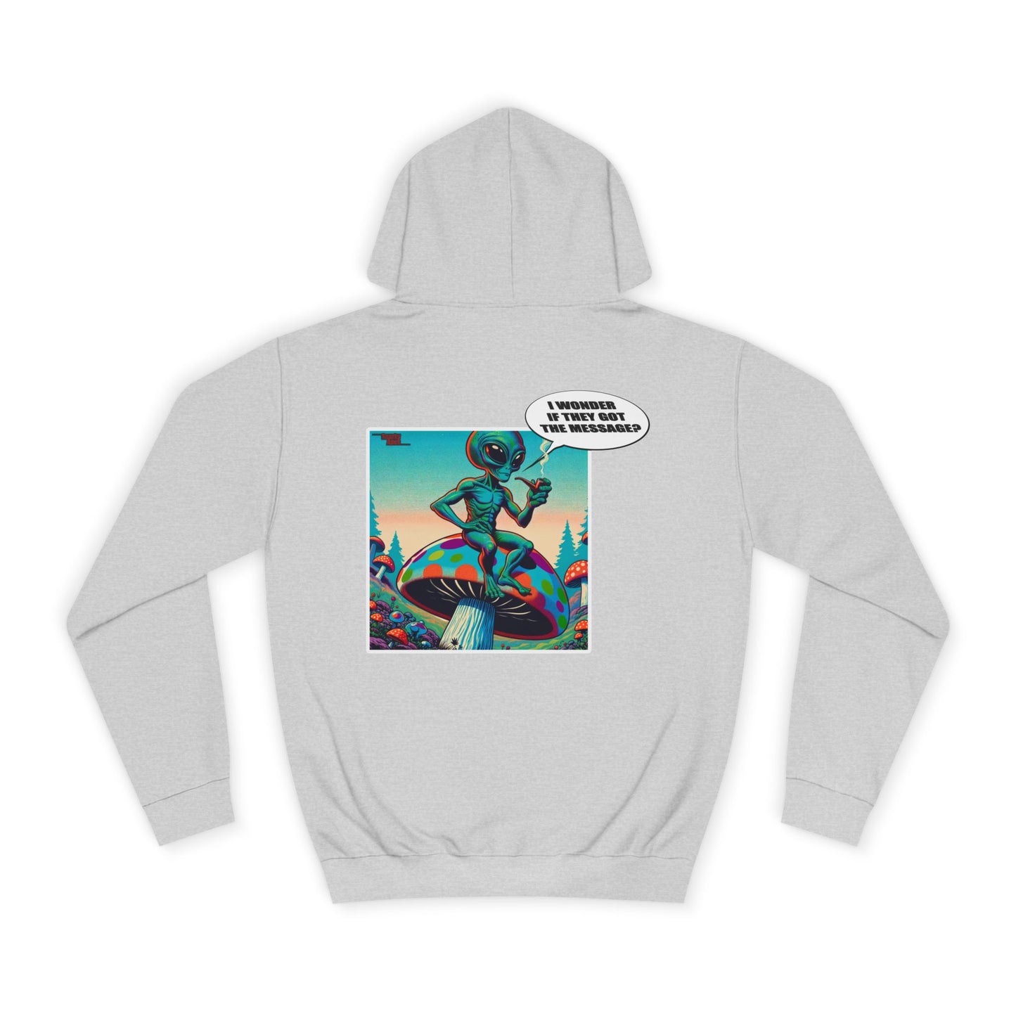 Alien Skateboarder Hoodie — Retro Comic Back Print "I Never Skate With Humans"
