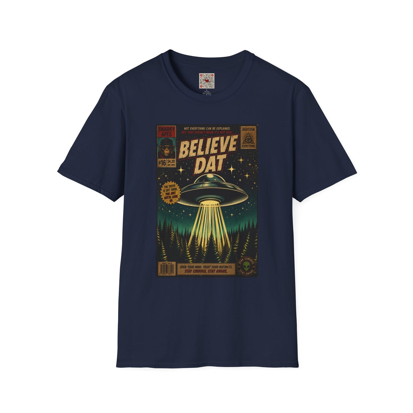 Alien Retro Poster T-Shirt — "Believe Dat" UFO Graphic Tee