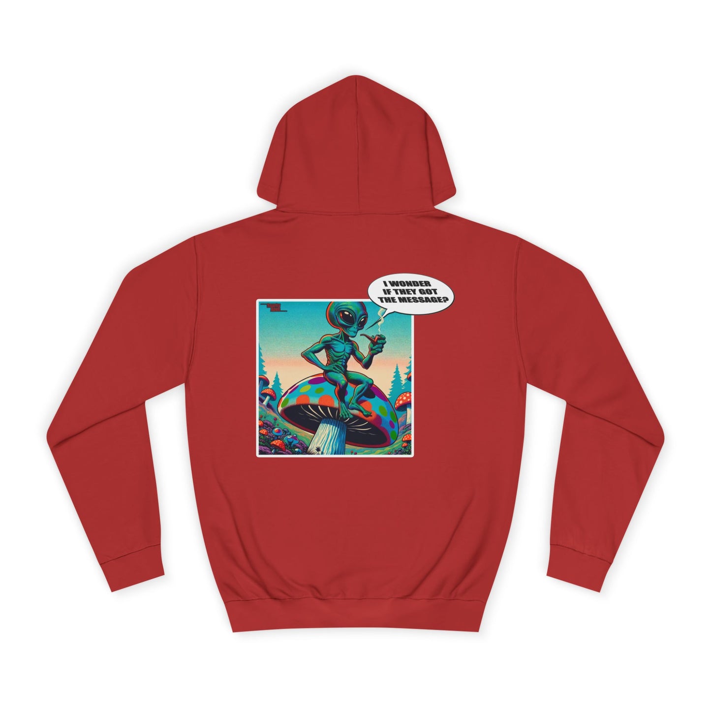 Alien Skateboarder Hoodie — Retro Comic Back Print "I Never Skate With Humans"