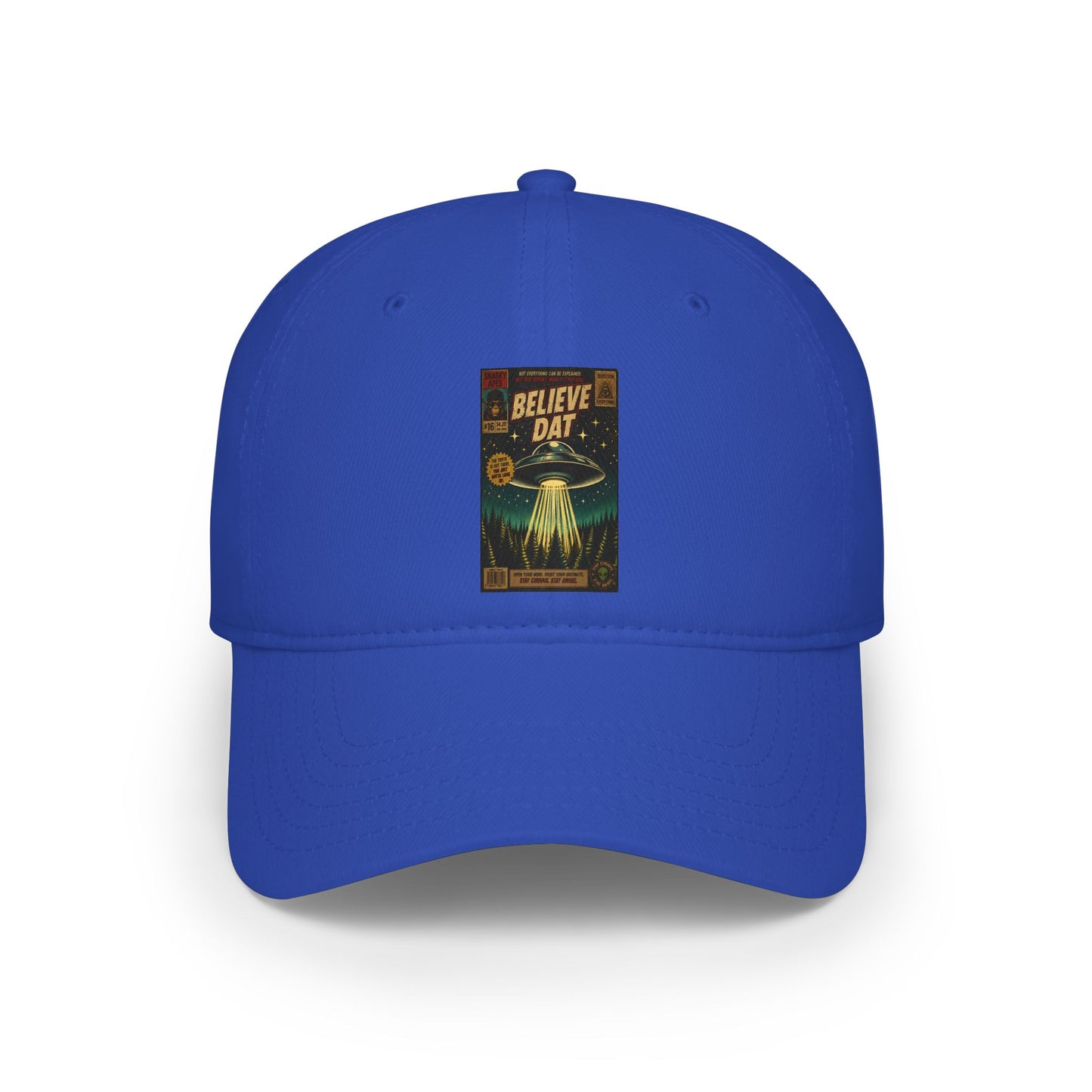 Believe Day Baseball Cap — Retro UFO Poster Low-Profile Hat