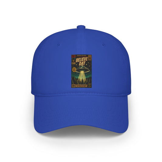 Believe Day Baseball Cap — Retro UFO Poster Low-Profile Hat