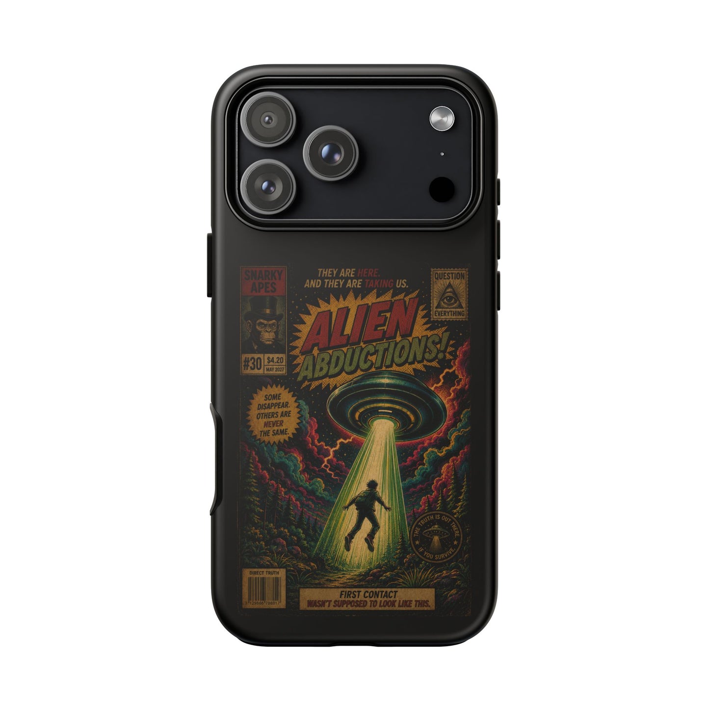 Alien Abductions Phone Case — Retro Sci‑Fi Comic Art iPhone Cover
