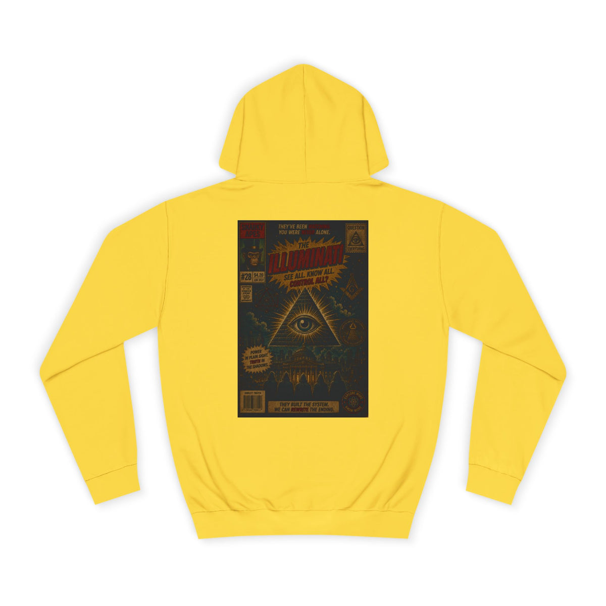 College Hoodie — Vintage Occult Comic Eye Back Print