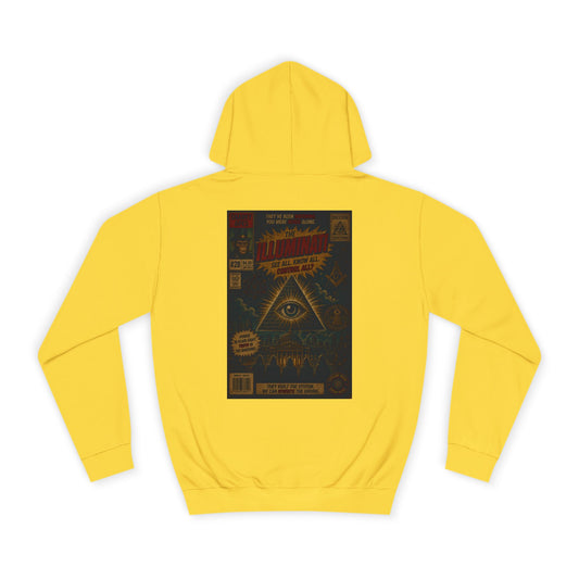 College Hoodie — Vintage Occult Comic Eye Back Print