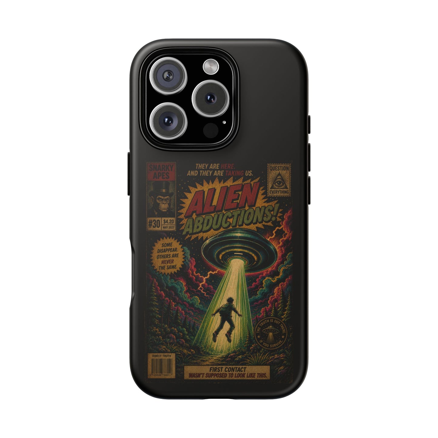 Alien Abductions Phone Case — Retro Sci‑Fi Comic Art iPhone Cover