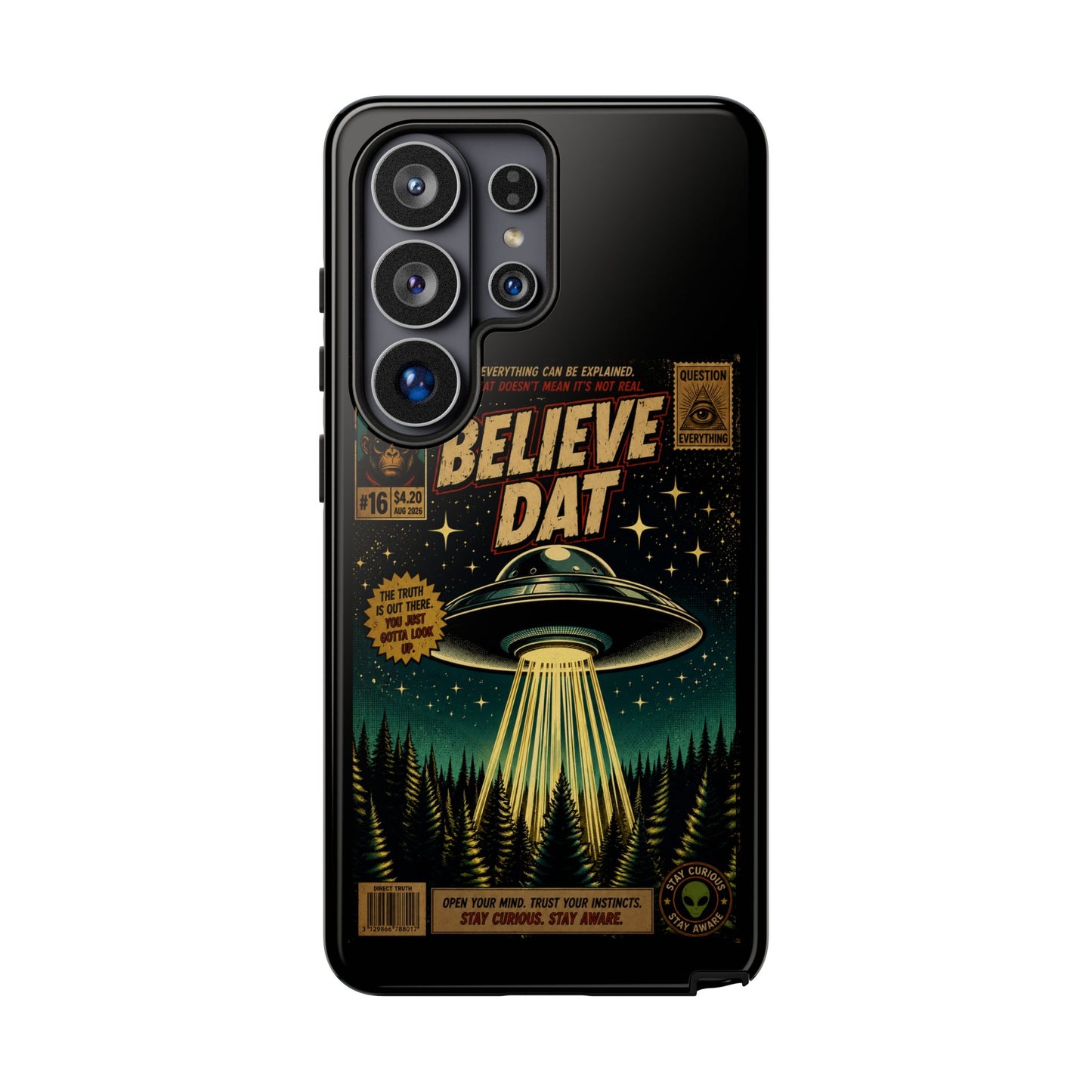 Believe Dat UFO Phone Case — Retro Alien Abduction Design