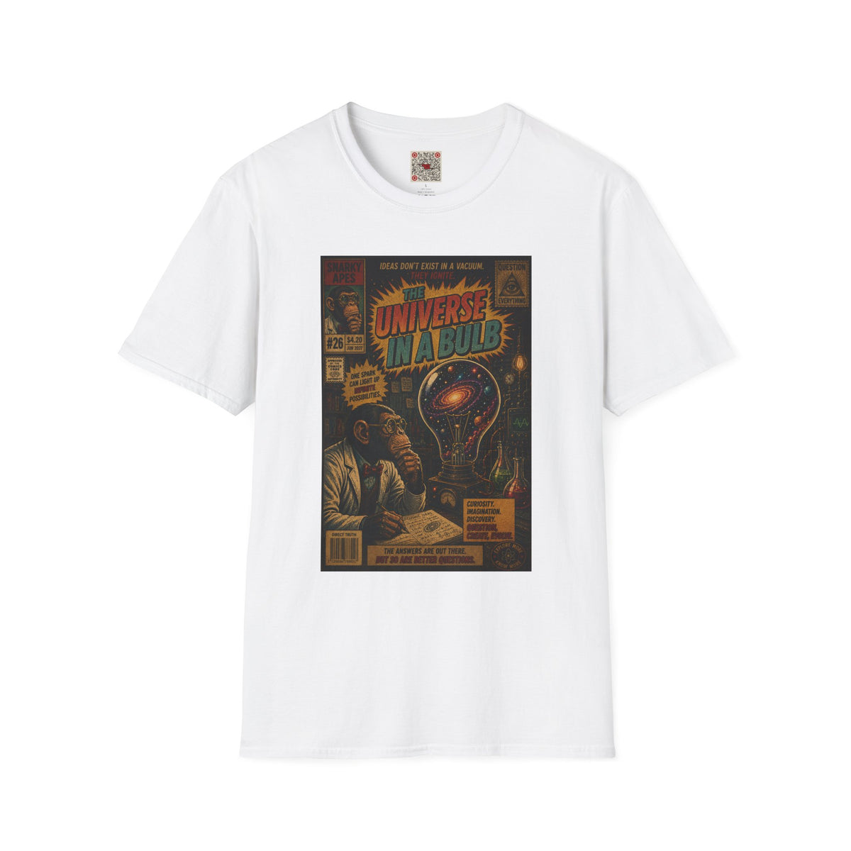 Universe In A Bulb Graphic Tee — Vintage Sci‑Fi Poster Shirt