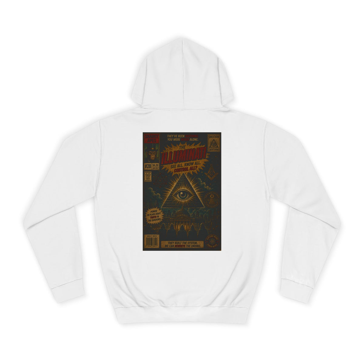 College Hoodie — Vintage Occult Comic Eye Back Print