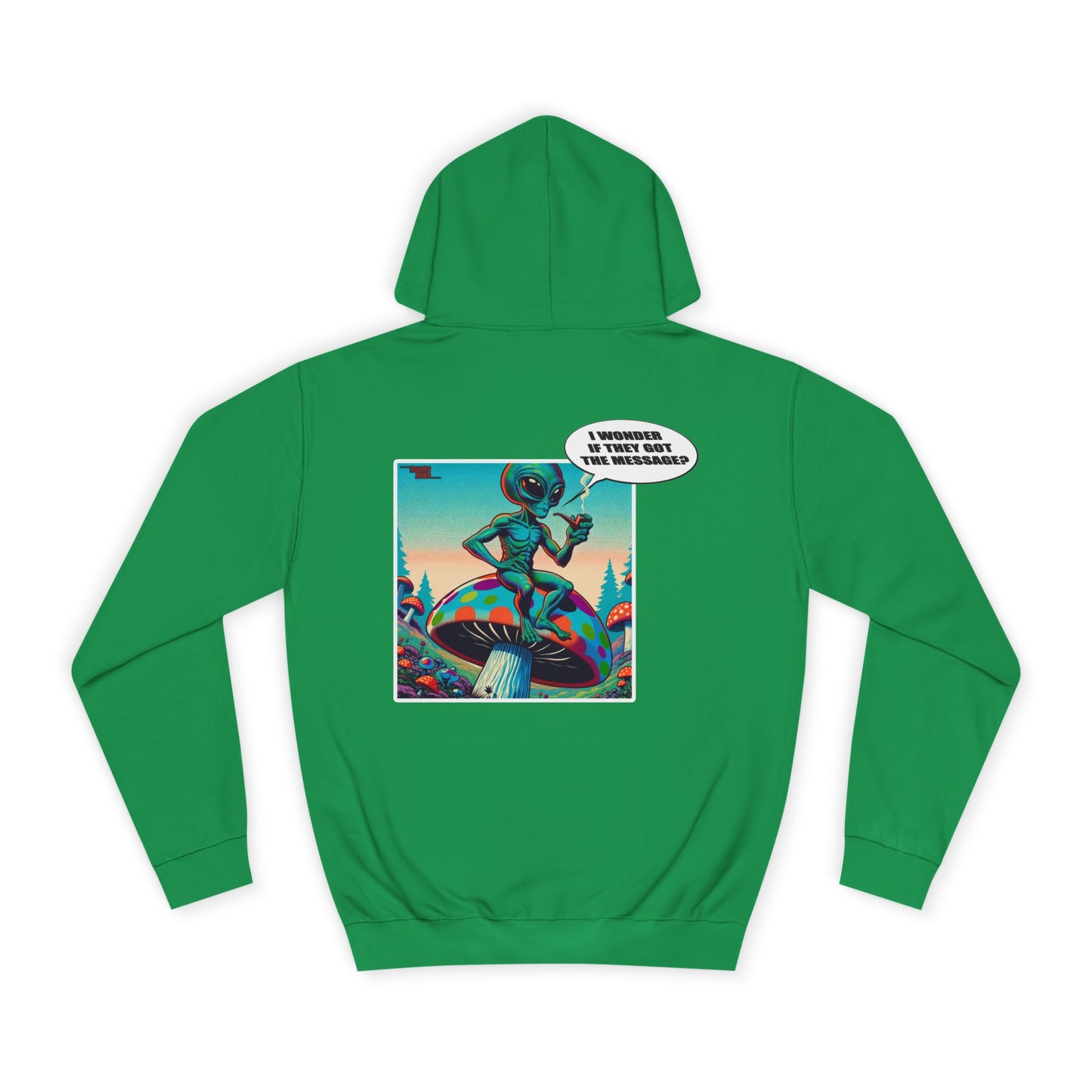 Alien Skateboarder Hoodie — Retro Comic Back Print "I Never Skate With Humans"