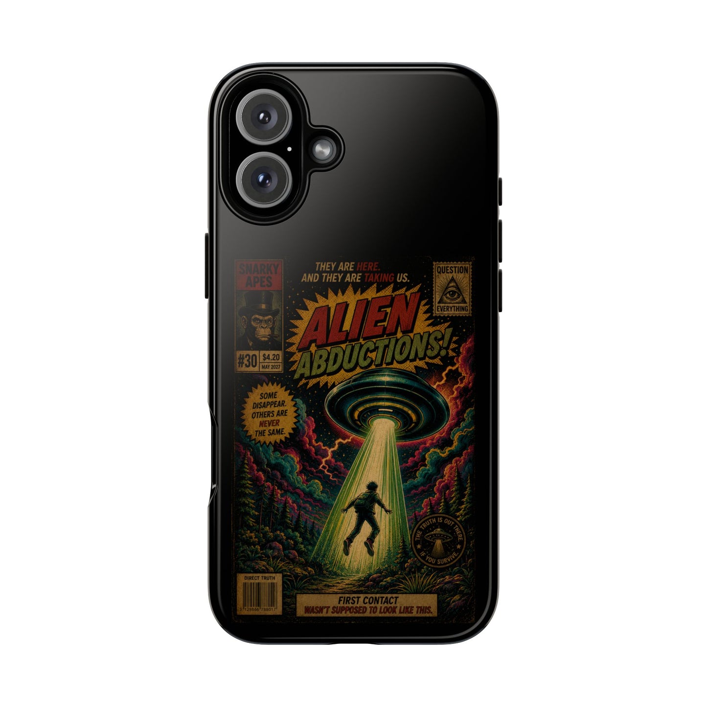 Alien Abductions Phone Case — Retro Sci‑Fi Comic Art iPhone Cover