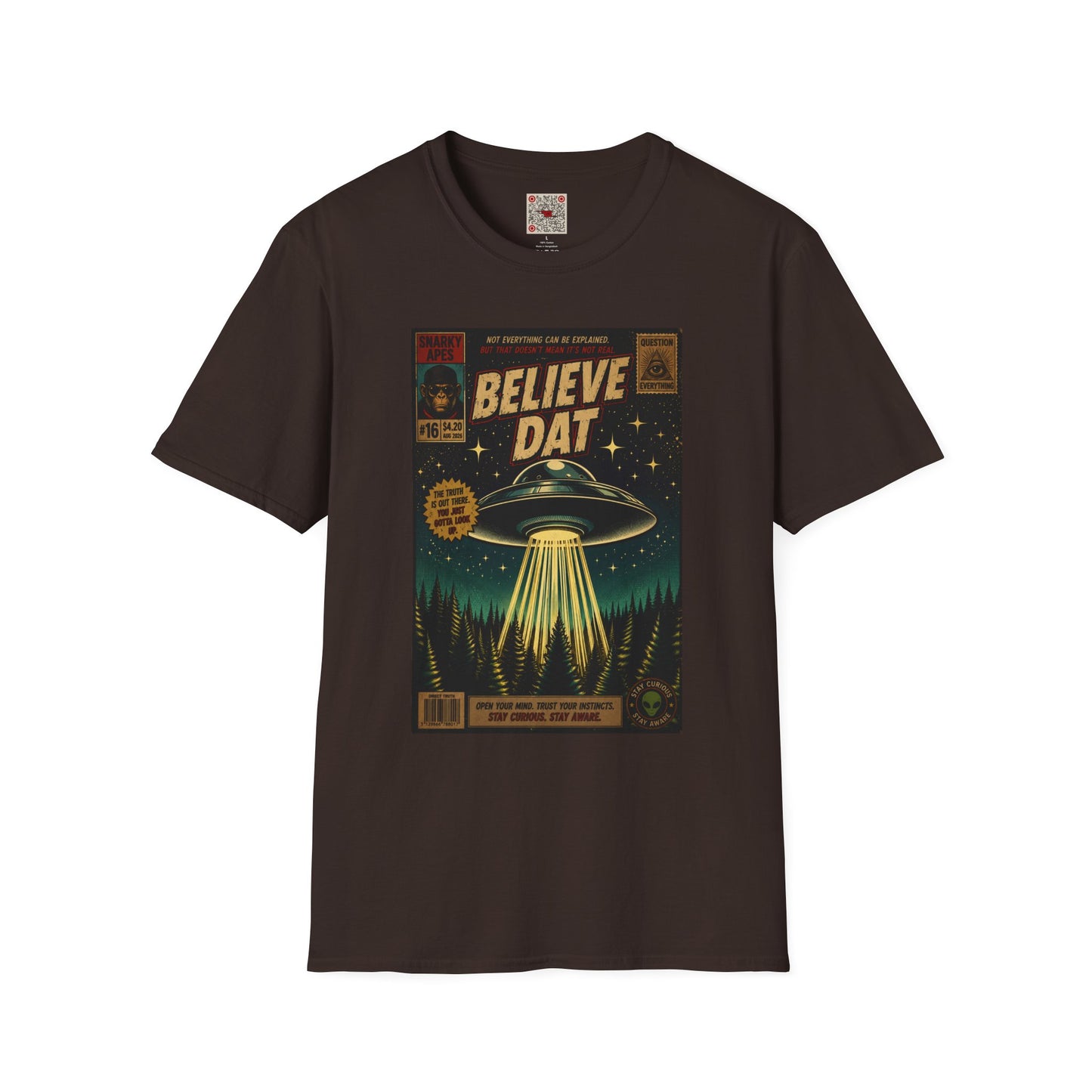Alien Retro Poster T-Shirt — "Believe Dat" UFO Graphic Tee