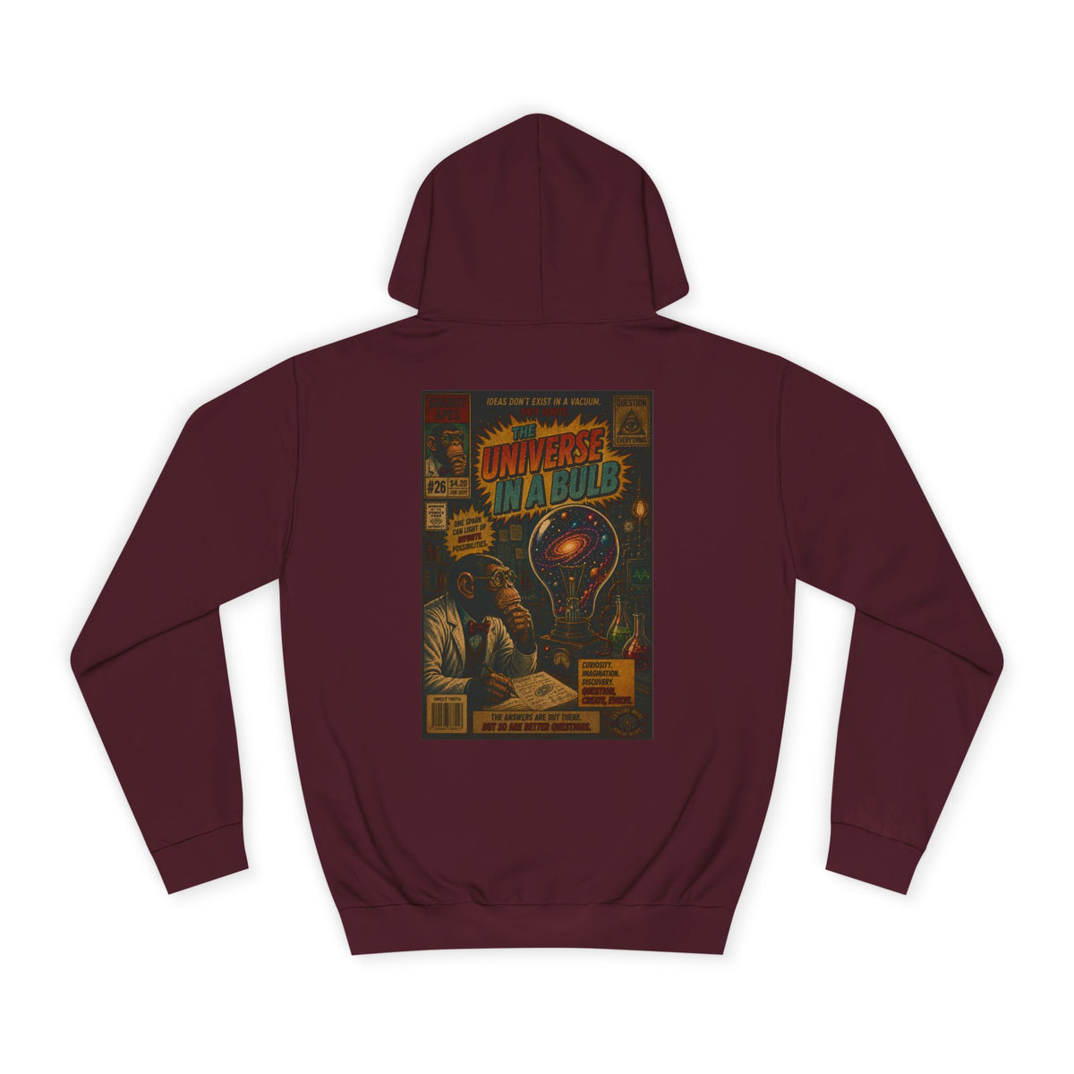 Retro Sci‑Fi 'Universe in a Bulb' Hoodie — Vintage Comic Back Print